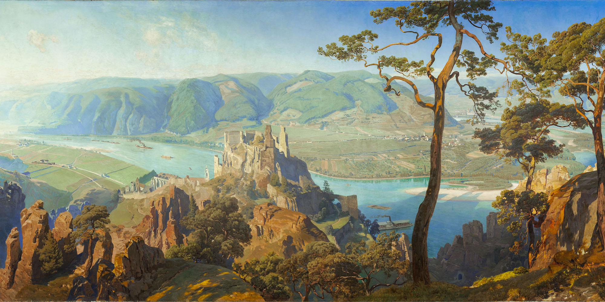 © Anton Hlavacek, Panorama des Donautals mit der Ruine Dürnstein, um 1906 © Landessammlungen NÖ